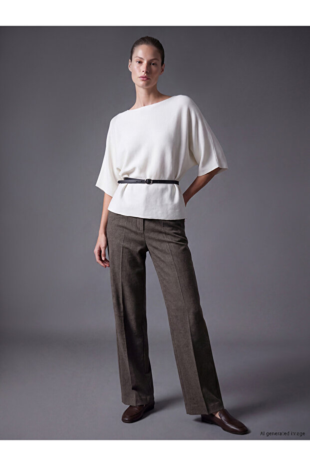 Esvab • Modern & Distinctive High-Waisted Embroidered Women's Trousers