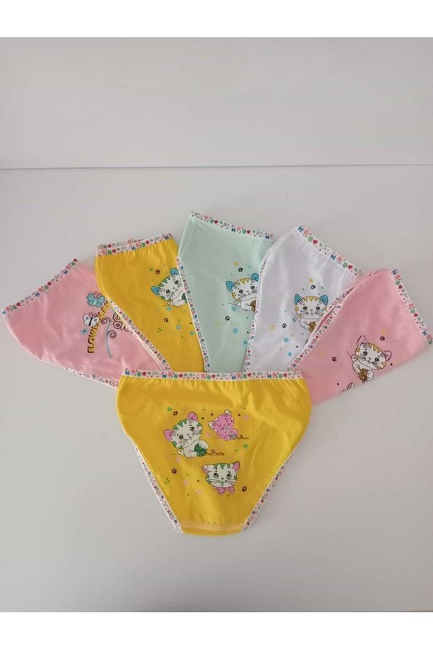 Girl's Elastane Back Printed Bato 6-Piece Pack 3 Sizes Mixed Colors
