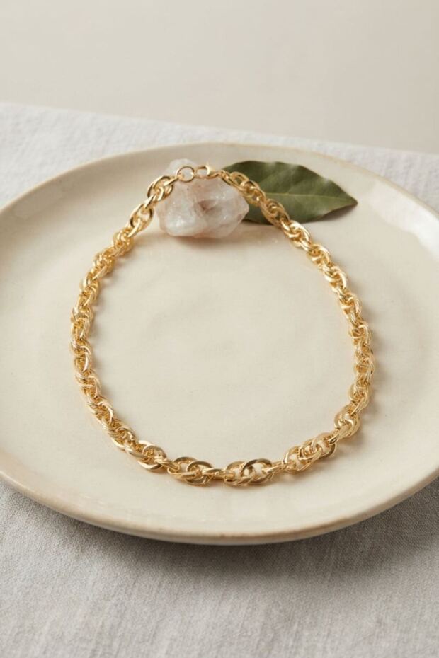 Cm Thick Twist Model Gold Color 50 cm Women's Necklace