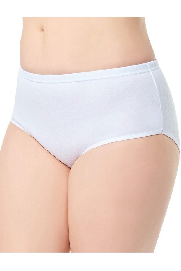 Tutku-12 Pieces Women's High Waist Bato White Panties 100% Cotton