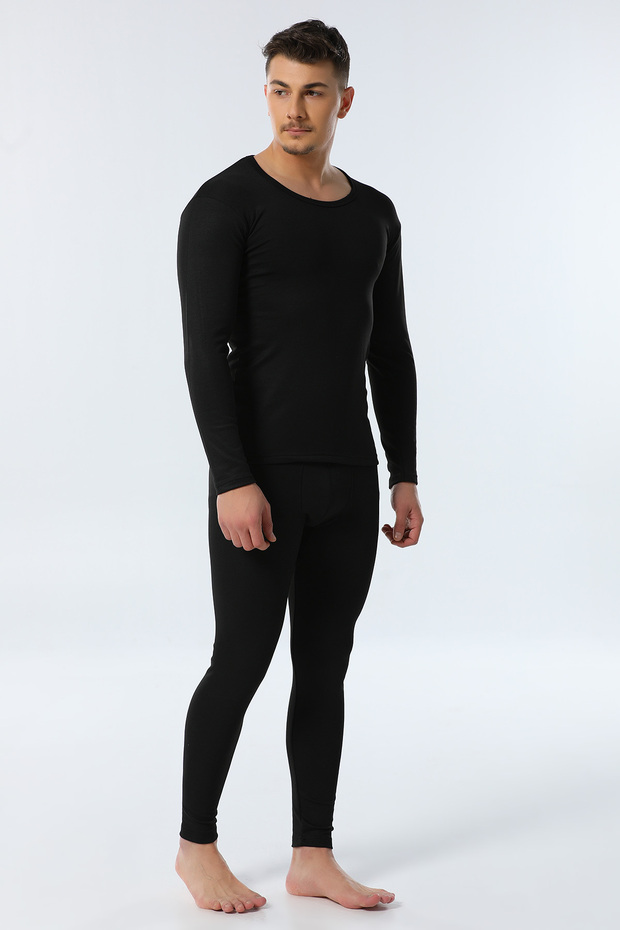 Tutku-Men's Black Tutku Thermal Underwear Set