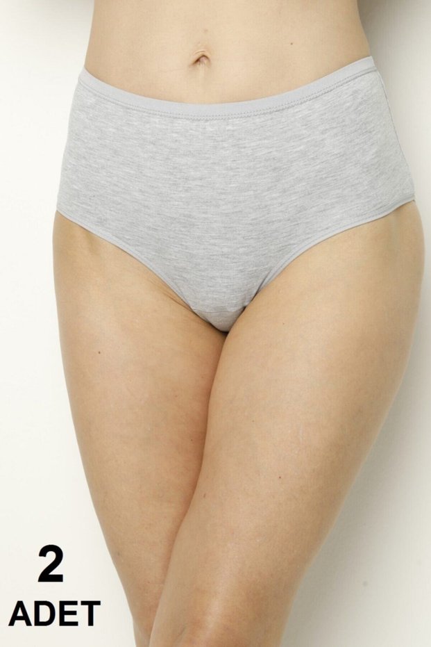Tutku-Women's Gray Lycra Bato Panties 2-Pack New Season