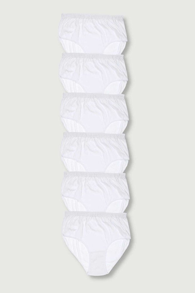 Tutku-Women's White Cotton Ribbed Bato Panties 6-Pack