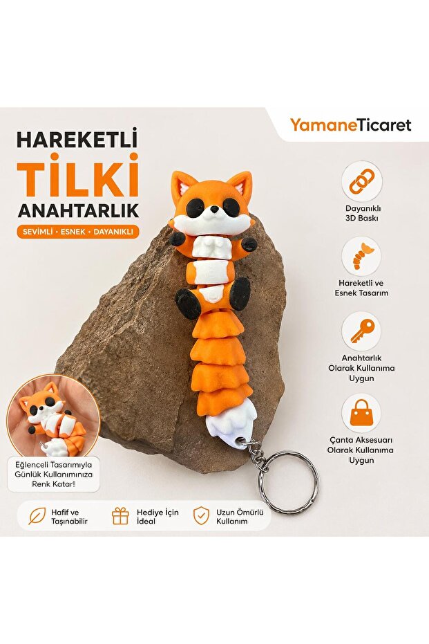 Movable 3D Fox Keychain – Flexible Fox Bag Accessory