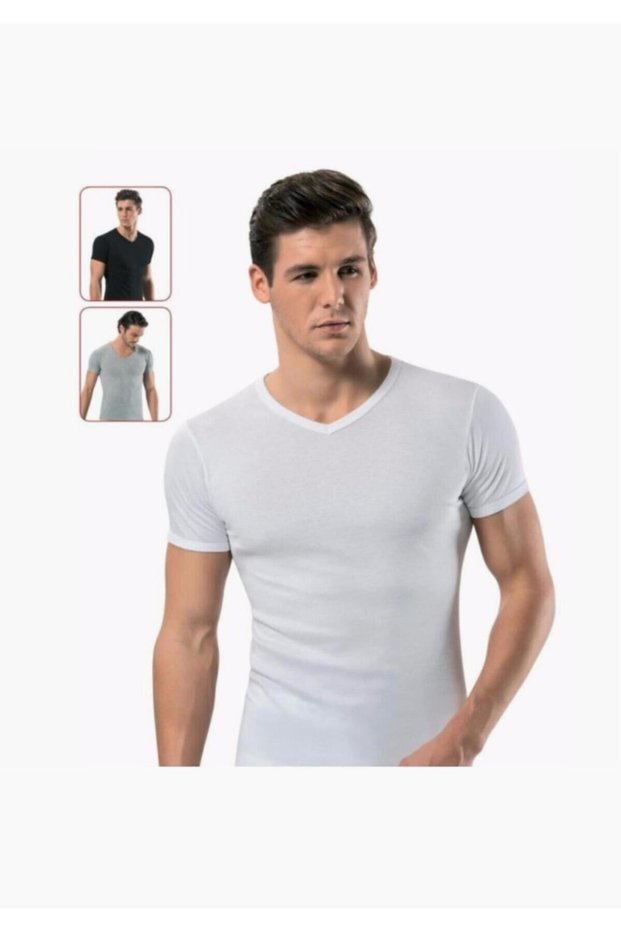 Tutku-3 Pack Ribbed V-Neck Men's Undershirt New Season