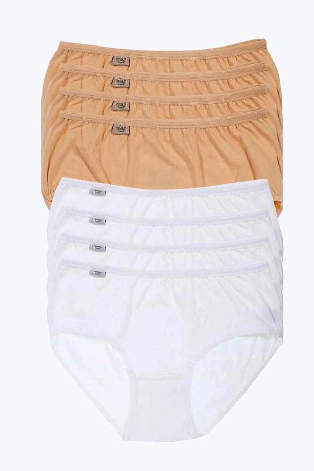 Tutku-Women's Skin White 8 Pack Lycra Bato Panties
