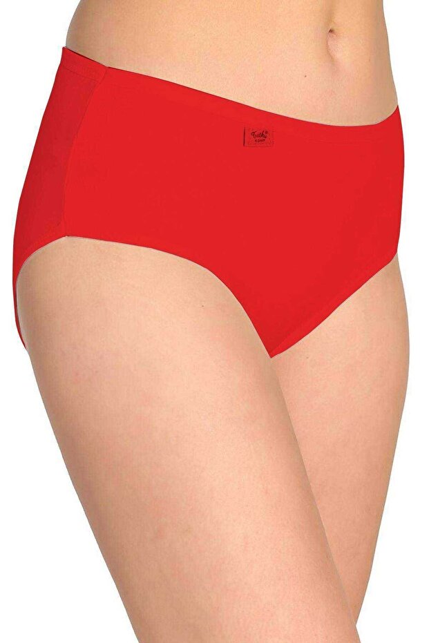 Tutku-Women's High Waist Bato Thin Rubber Panties Red