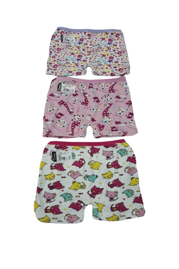 Tutku-Girls' Colorful Lycra Cotton Boxer Briefs 3-Pack