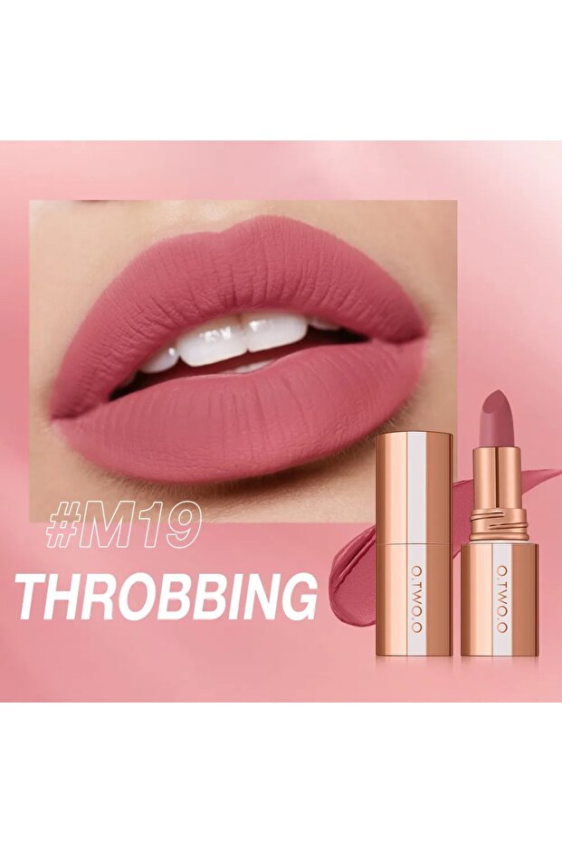 Matte Finish Waterproof Long-Wear Silky Lipstick -COLOR M19 THROBBING