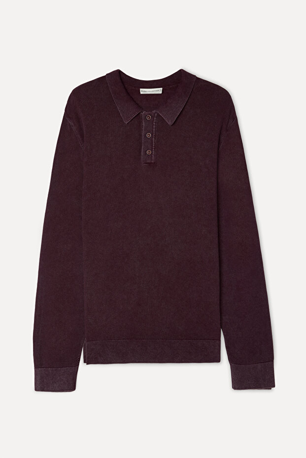 Men's Plum Polo Collar Sweater