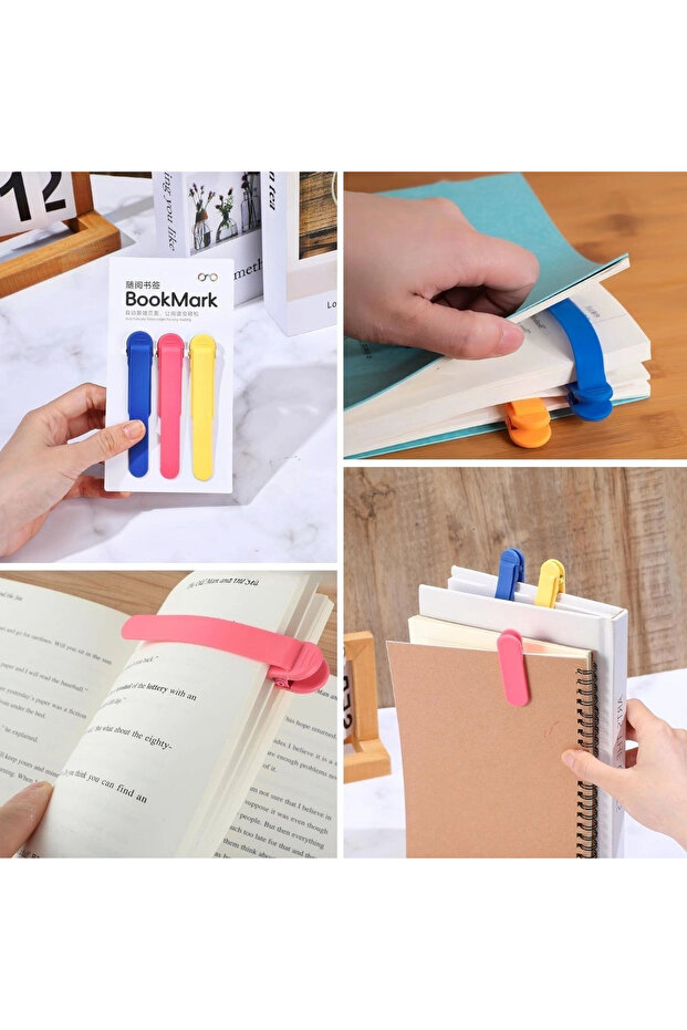 3-Piece Automatic Book Marker – Smart Silicone Bookmark Clip Set, Practical Book Clip for Reading Lovers