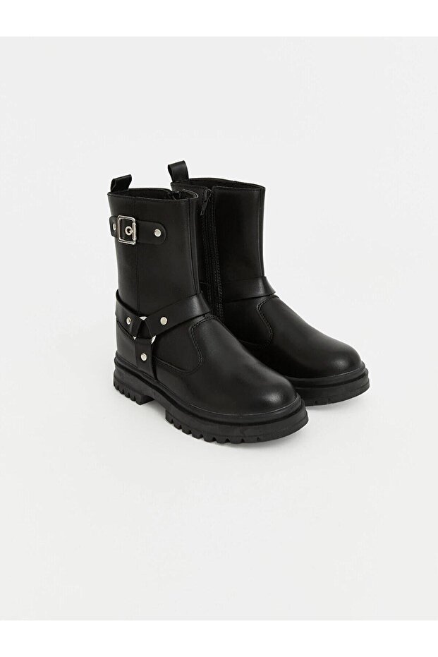 Thick Soled Buckle-Strapped Girls' Boots (W6)