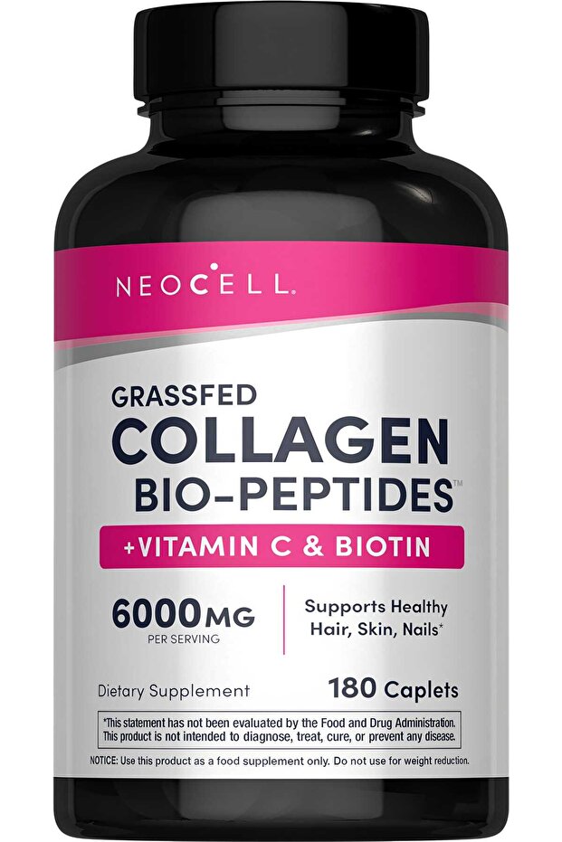 Grassfed Collagen Peptides + C & Biotin, 6000 mg, 180 Caplets