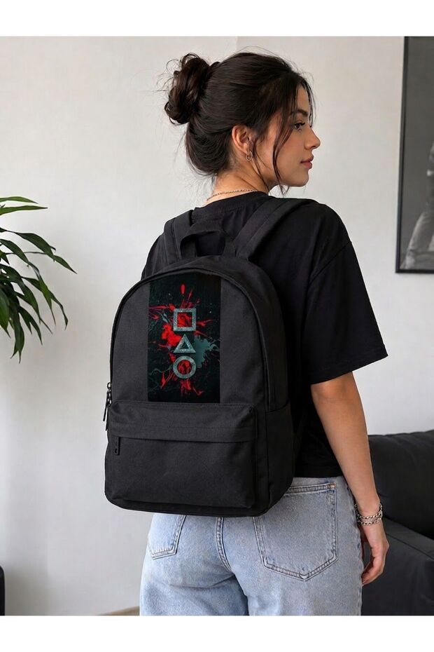 Squid Theme Printed School Classroom Course Gym Daily Use Study Bag