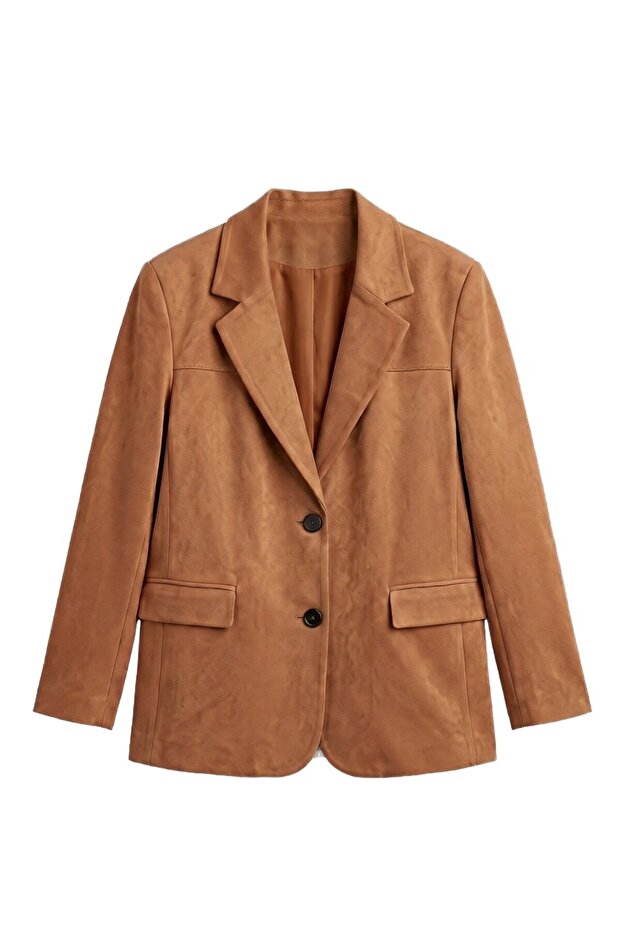 Camel Sienna Suede Blazer Jacket