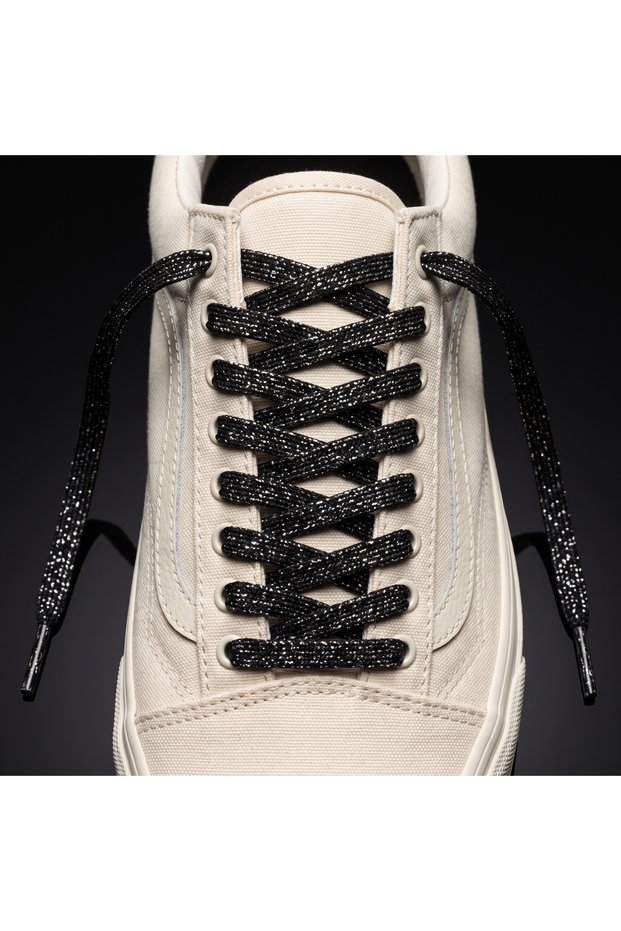 Glittery Shiny Knitted Black Silver Shoelaces 120 cm Sparkly Laces