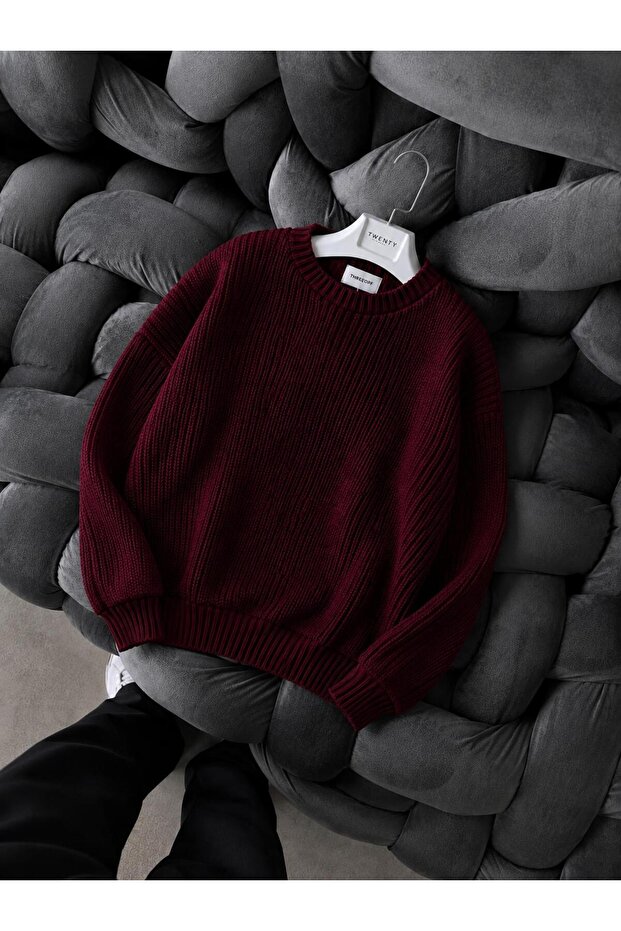 Men's Oversize Thessaloniki Knitted Sweater Crew Neck Sweater