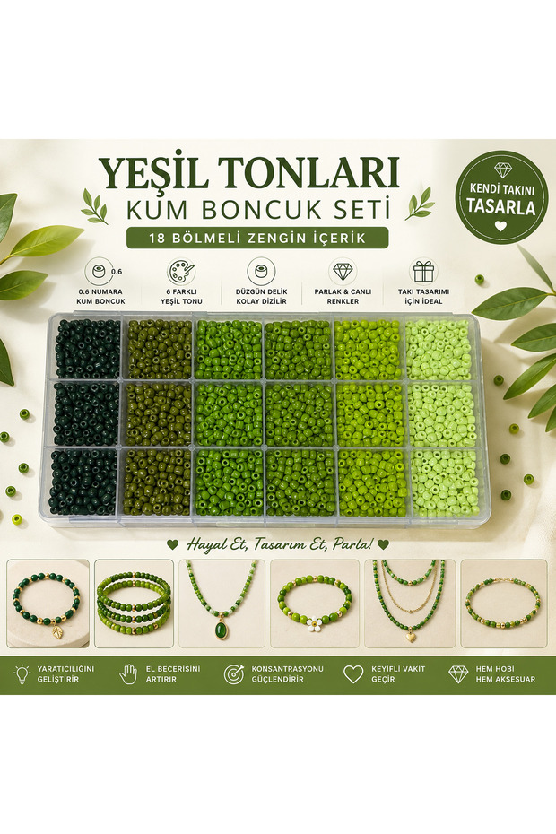 New Season Autumn Winter Green Tones Sand Beads Set Jewelry Bracelet Necklace Making Set