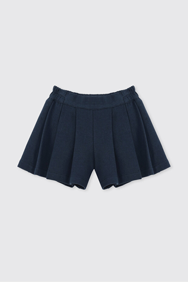 Baby Girl Knitted Navy Blue Shorts Skirt with Elastic Waist