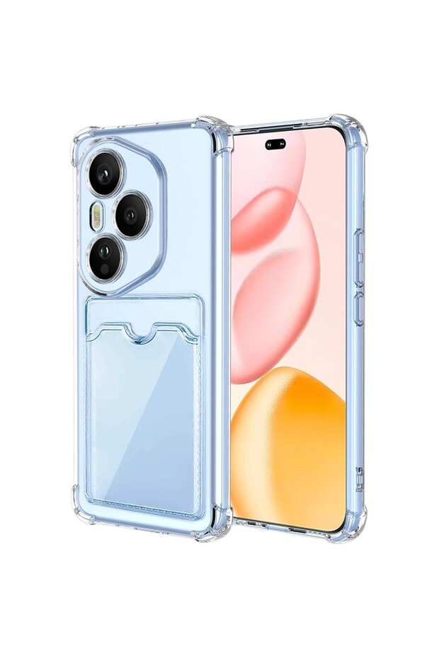 Case Compatible with Honor 400 Pro, Airbag Crystal, Silicone Cover with Card Holder Compartment, Transparent