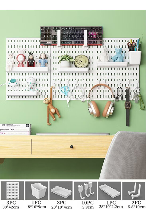 Pegboard Wall Mount Display Pegboard Combination Kit for Living Room Gaming Room,Pegboard Hanging for Wall Organizer Pegboard Holder for Organizing (white)