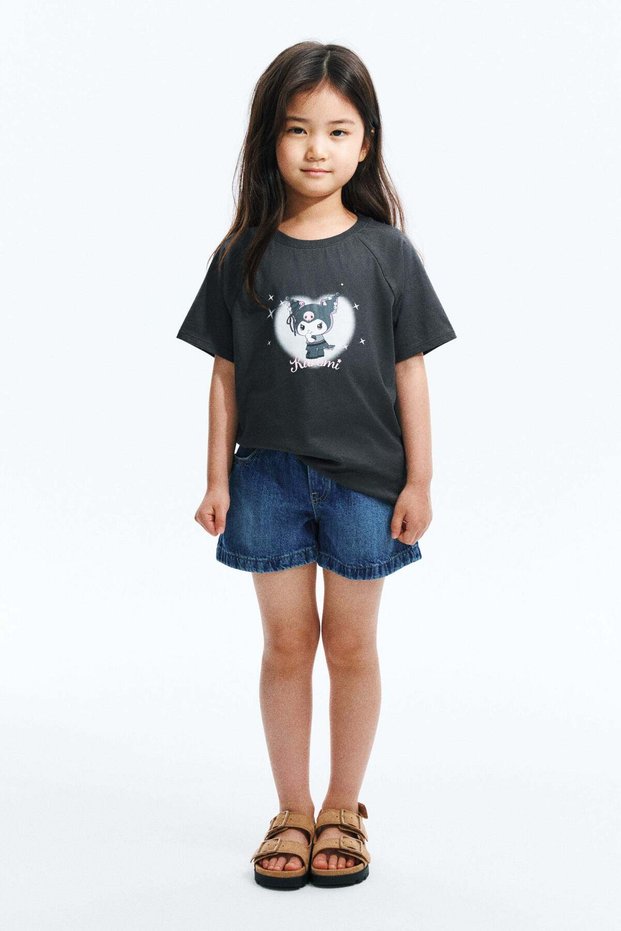 Print-motif cotton T-shirt