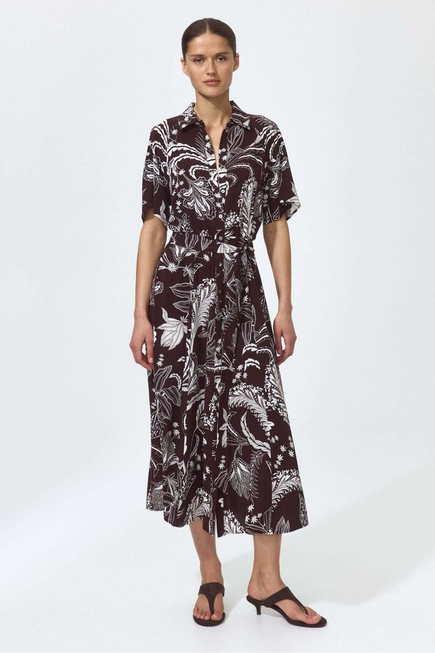 Tie-belt shirt dress