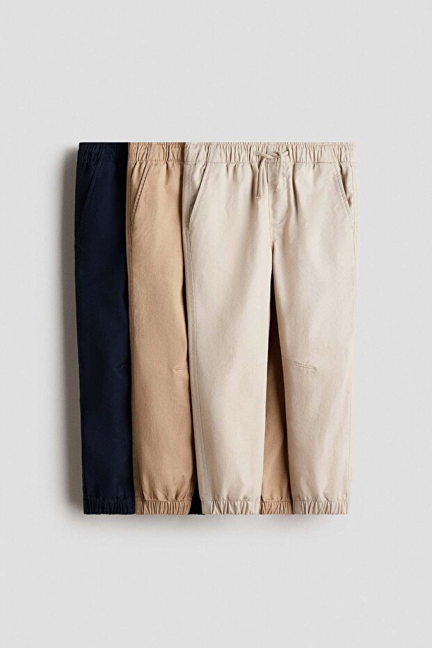 3-pack cotton twill joggers