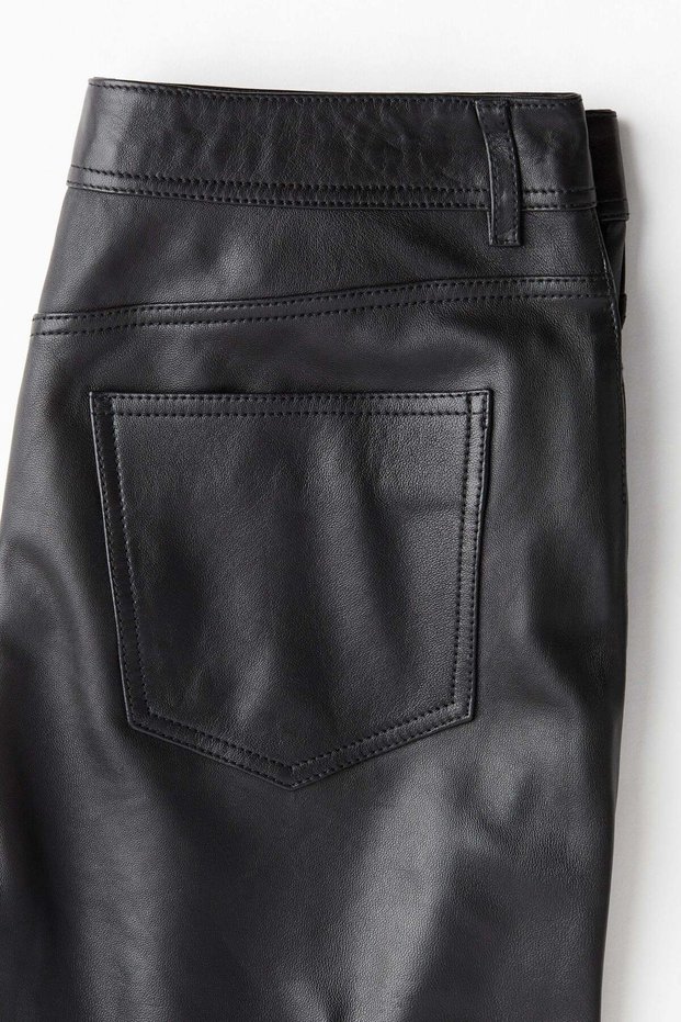 Ankle-length leather trousers