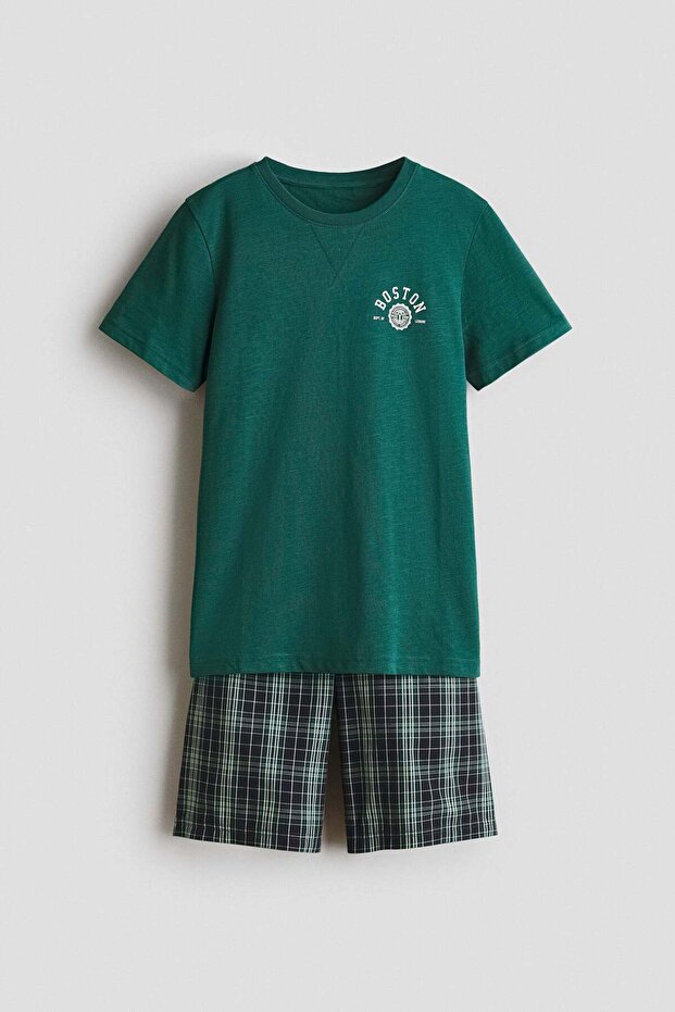 Print-motif cotton pyjamas