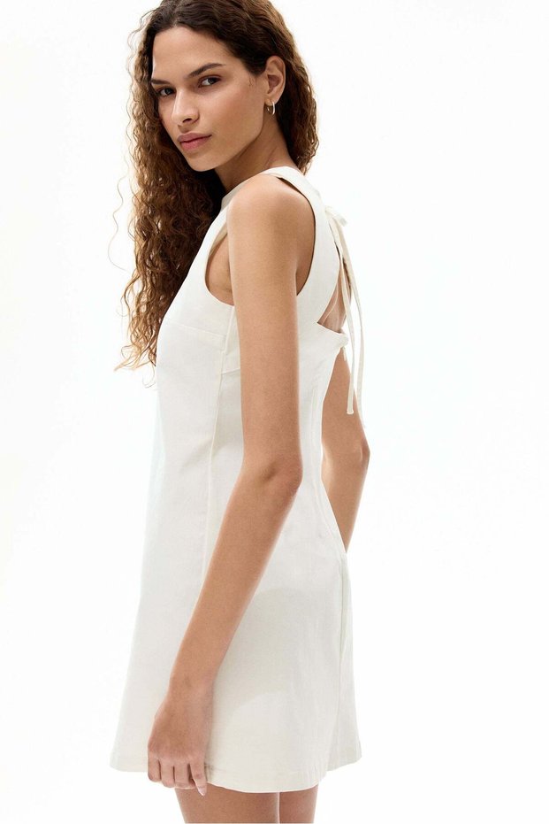 Open-back twill dress