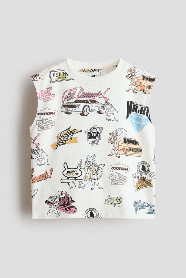 Printed cotton vest top
