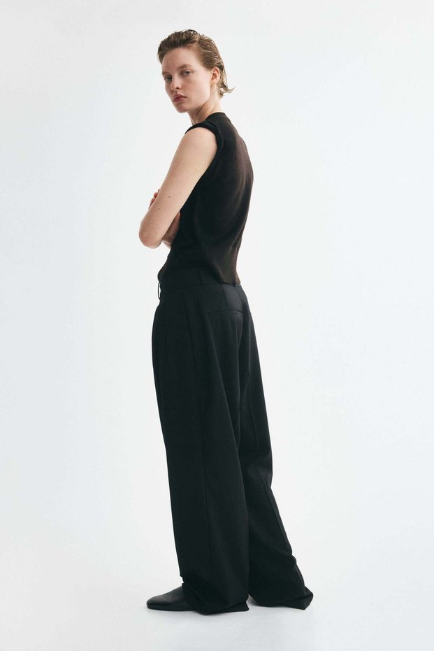 Wide pleated trousers