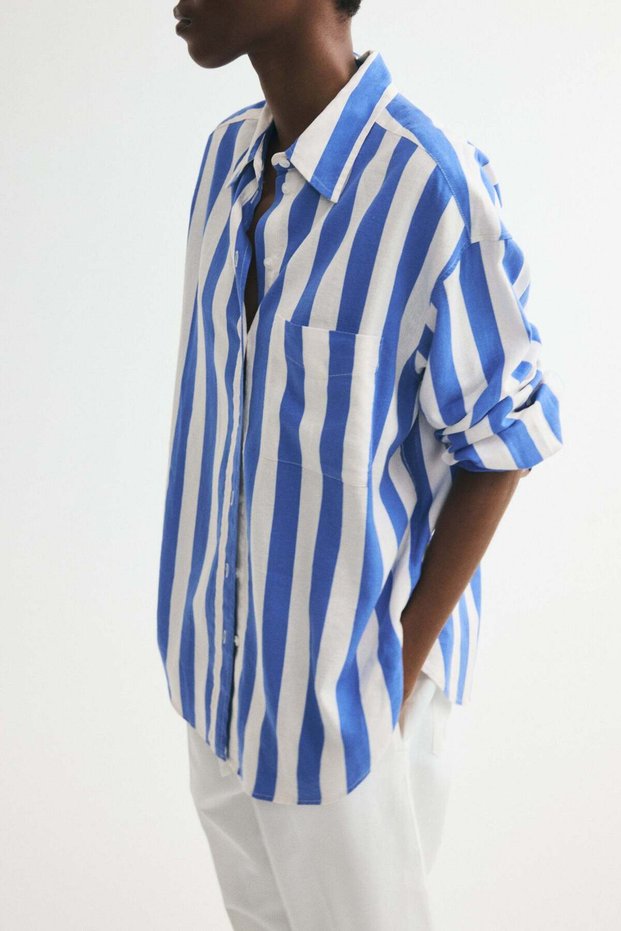 Oversized linen-blend shirt