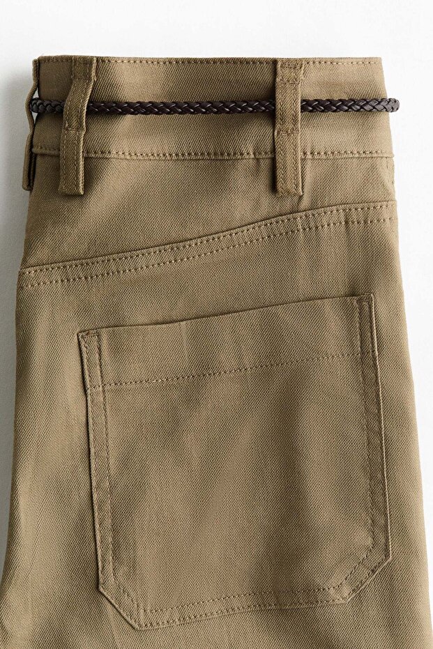 Linen-blend bootcut trousers