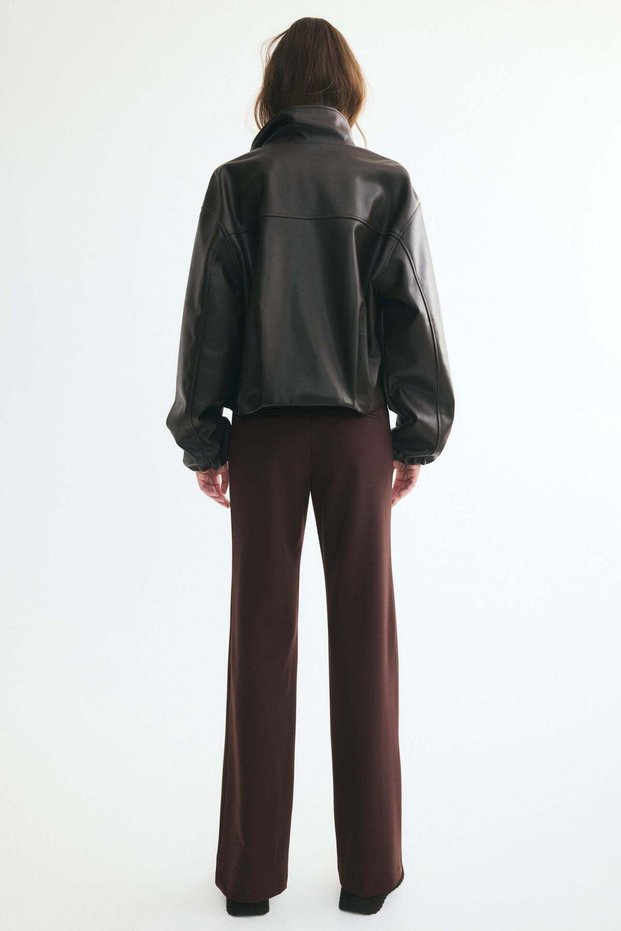 Low-waisted twill trousers