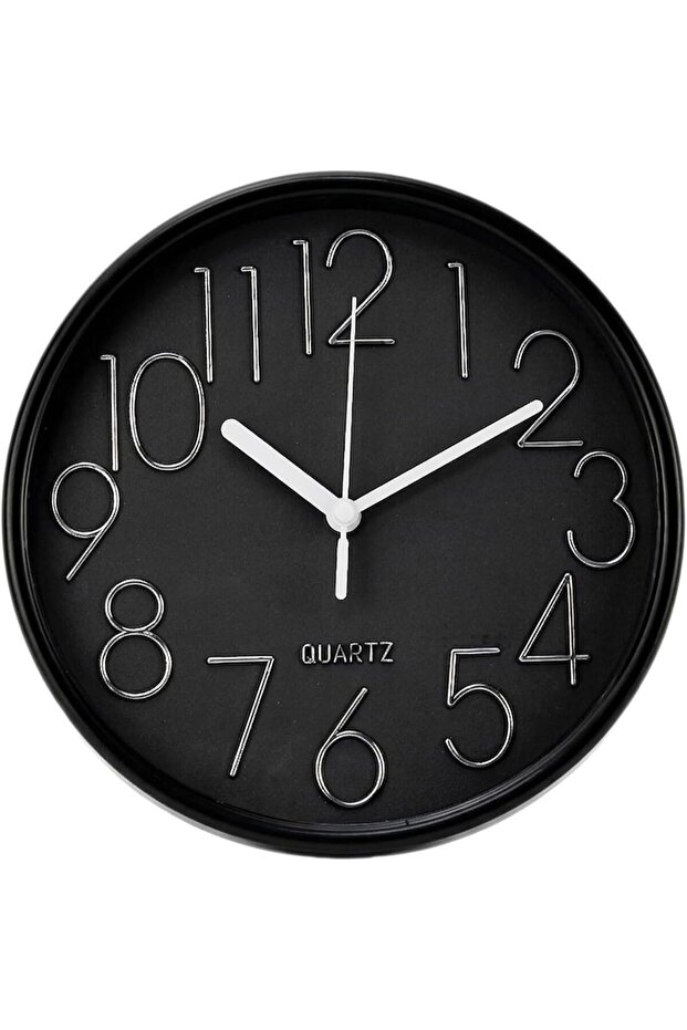 Modern 20cm Round Wall Clock – Sleek Black Frame with Bold High-Contrast Easy-to-Read Numbers
