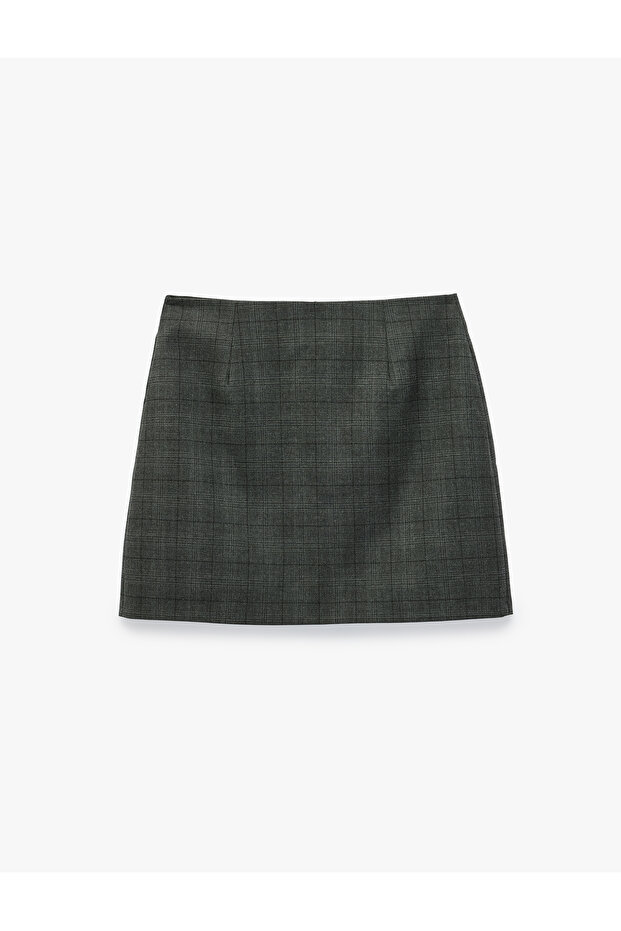 Normal Waist Regular Fit A-Line Plaid Mini Skirt