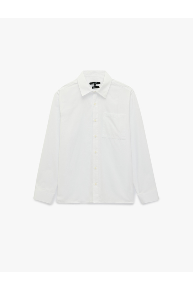 Regular Fit Pocket Detailed Buttoned Cotton Classic Collar Long Sleeve Shirt