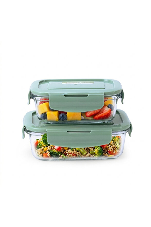 2PCS Borosilicate Glass Food Storage Container Set 350ml & 650ml Glass Food Saver Lunchbox