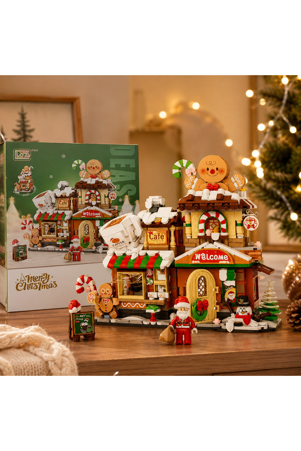 Mini Christmas Cafe Building Blocks Set Christmas Themed 801 Pieces Decorative Hobby