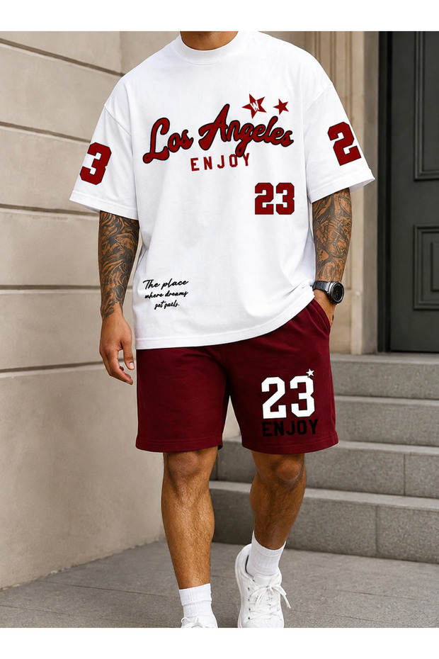 Men's Shorts T-Shirt Set 2-Piece Set 100% Cotton Relaxed Fit