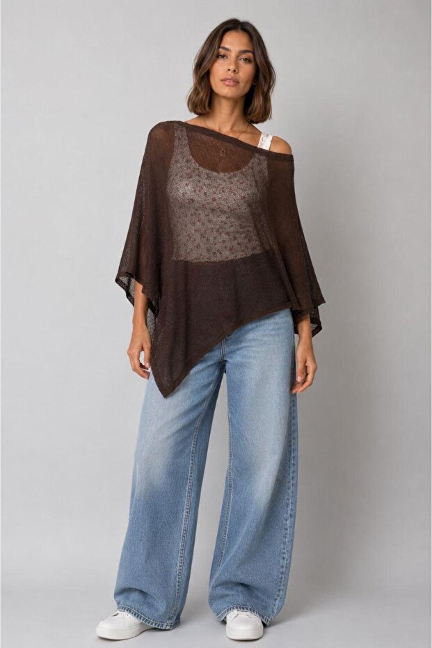 Women's Modern Stylish Transparent Asymmetrical Poncho Blouse – Loose Fit