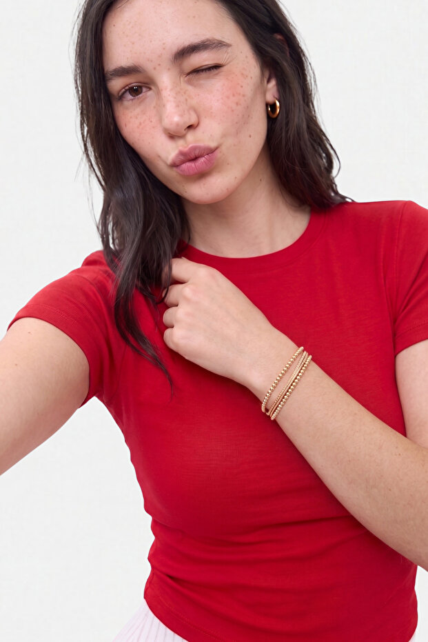 Red Crew Neck Basic Ultra Soft 100% Cotton Short Sleeve Bodysuit