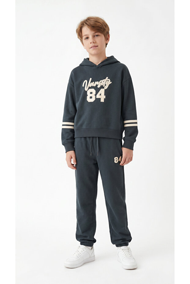 Varsity 84 Appliqué Embroidered Top and Bottom Boys' Tracksuit Set