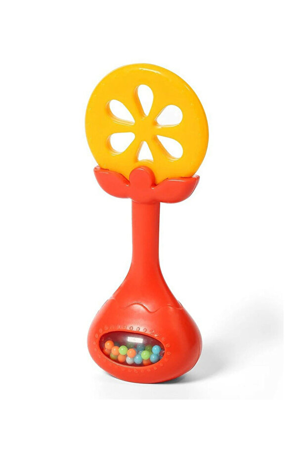 Baby Teether Rattle, Orange and Yellow Fruit Design, BPA-Free Silicone, 0 Months+, Model HE0155