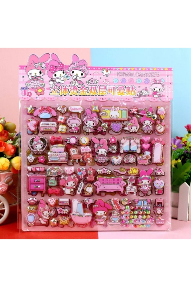 My Melody 3D Decorative Sticker Sheet – Kawaii Character Stickers for Journaling, Scrapbooking, Notebook & DIY Crafts