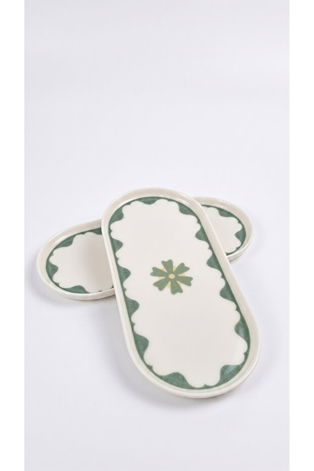 Yeşilyonca Porcelain 2-Piece Kayık Presentation Plate