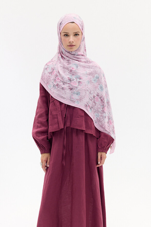Vintage Floral Pattern Shawl - Pink