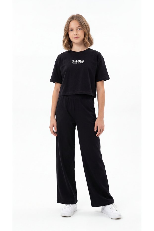Etoile Studio Paris, France Printed Soft Textured-Comfort Fabric Girls' Top and Bottom Tracksuit Set